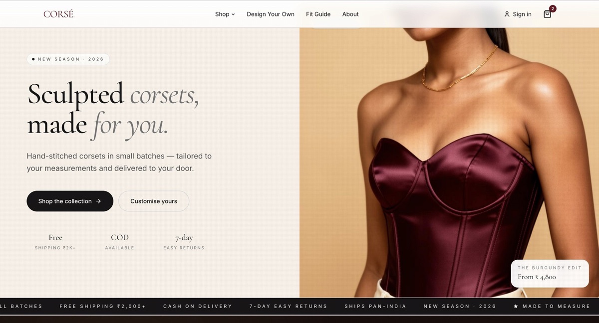Corsé: made-to-measure corsets storefront