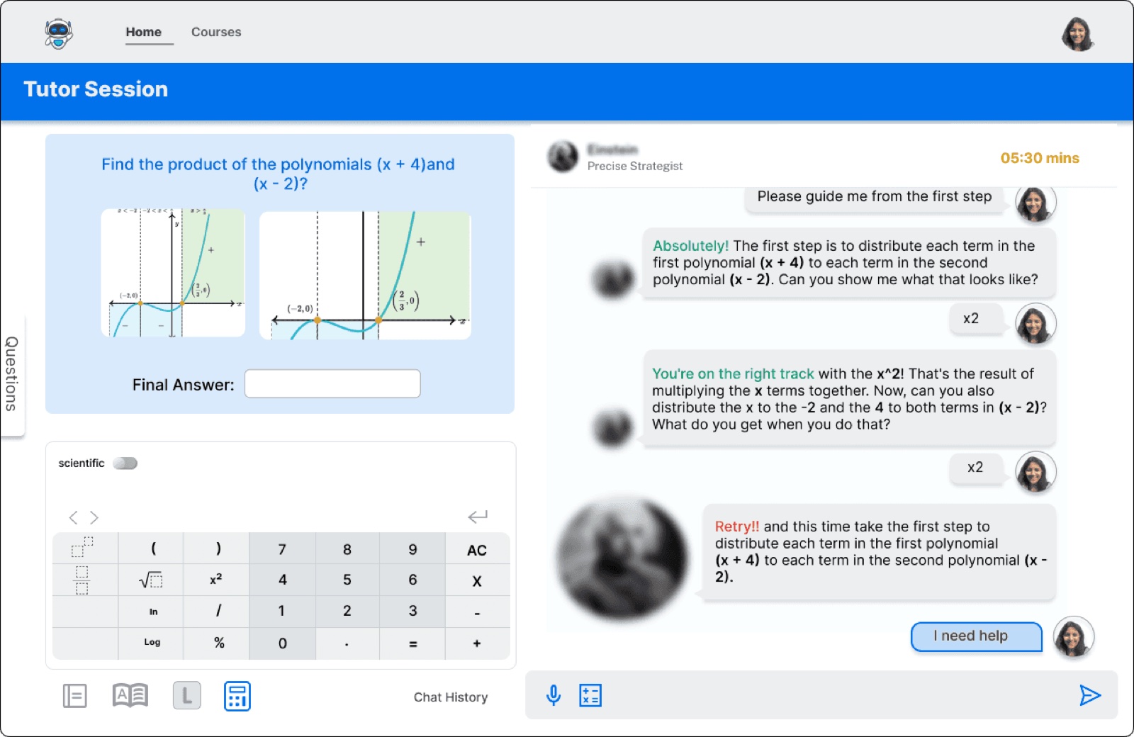 Switch complete: Einstein is the active tutor and the timer has carried over